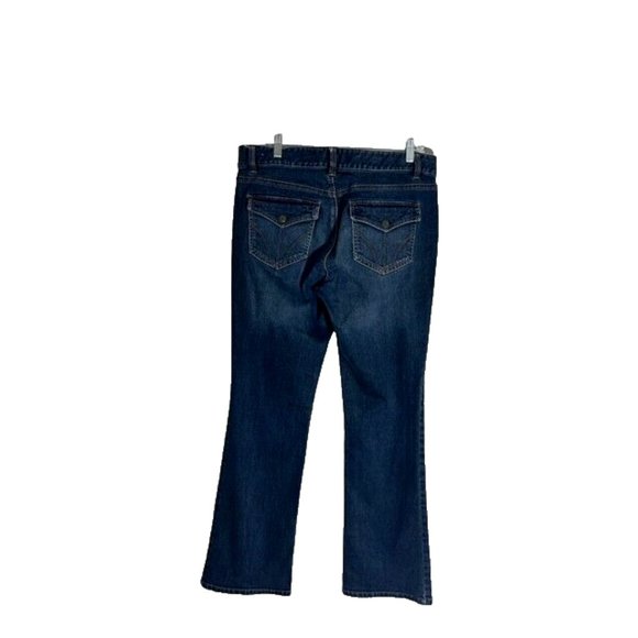 Ann Taylor Loft Jeans Women's Size 10 Blue Dark Wash Flare Denim Flap Pocket - Picture 4 of 8